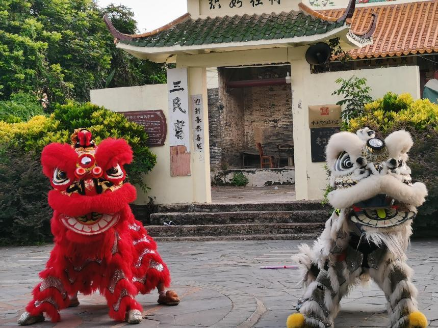 實(shí)踐團(tuán)成員表演“地獅”